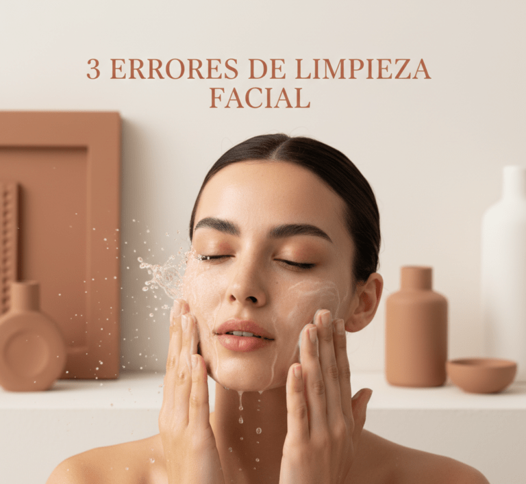 cristina badea explicando errores comunes de limpieza facial y cuidado de la piel en mujer con piel luminosa.
