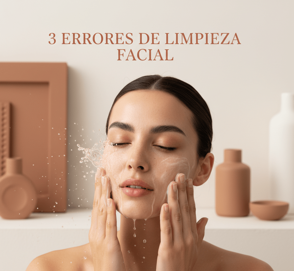 Cristina Badea explicando errores comunes de limpieza facial y cuidado de la piel en mujer con piel luminosa.