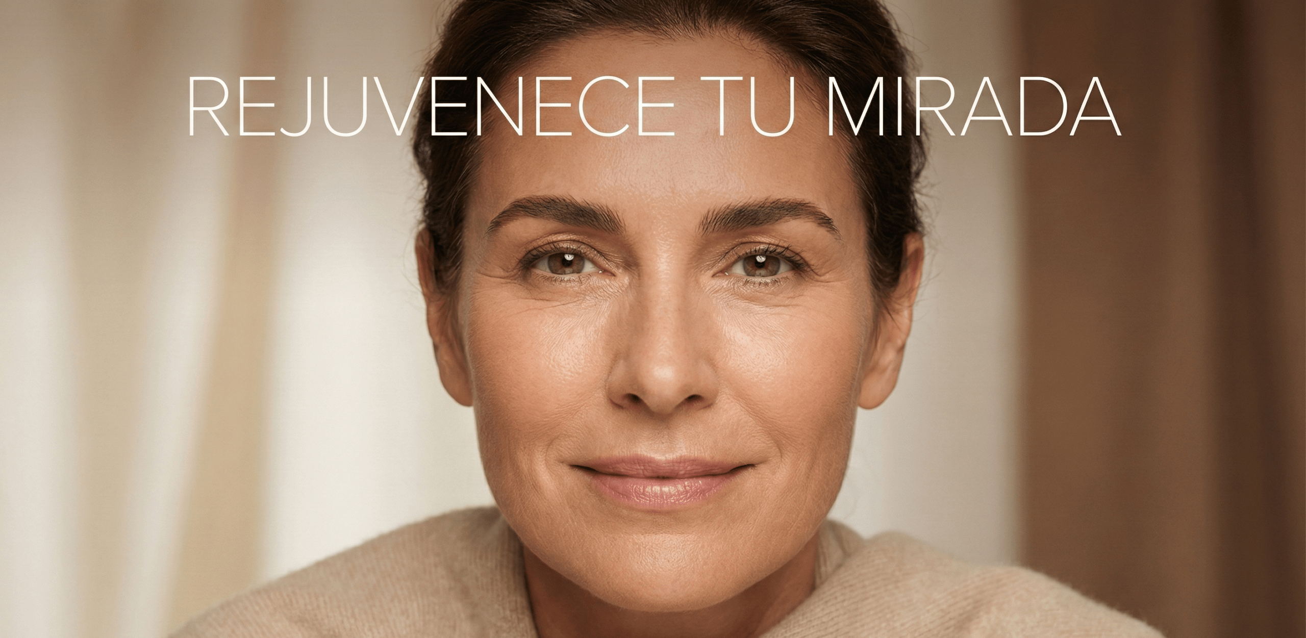Mujer madura con diseño de cejas efecto lifting natural y mirada rejuvenecida en Las Palmas por Cristina Badea