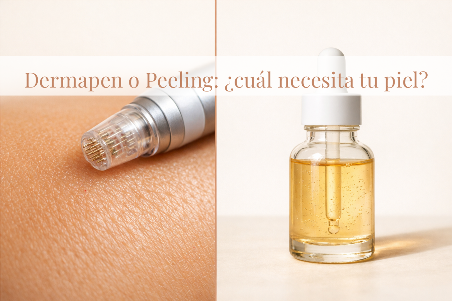 Comparativa visual entre dermapen y peeling químico, dos tratamientos faciales avanzados con efectos complementarios, centro de estética profesional Las Palmas